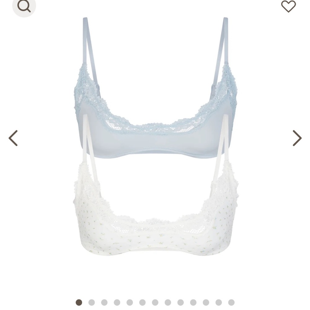 NWT FITS EVERYBODY LACE SCOOP BRALETTE 2-PACK CELESTE & BLUE ROSEBUD PRINT - XL